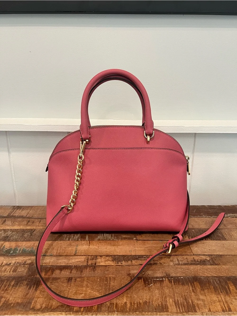 Michael Kors Pink Dome Satchel with Gold Chain Strap